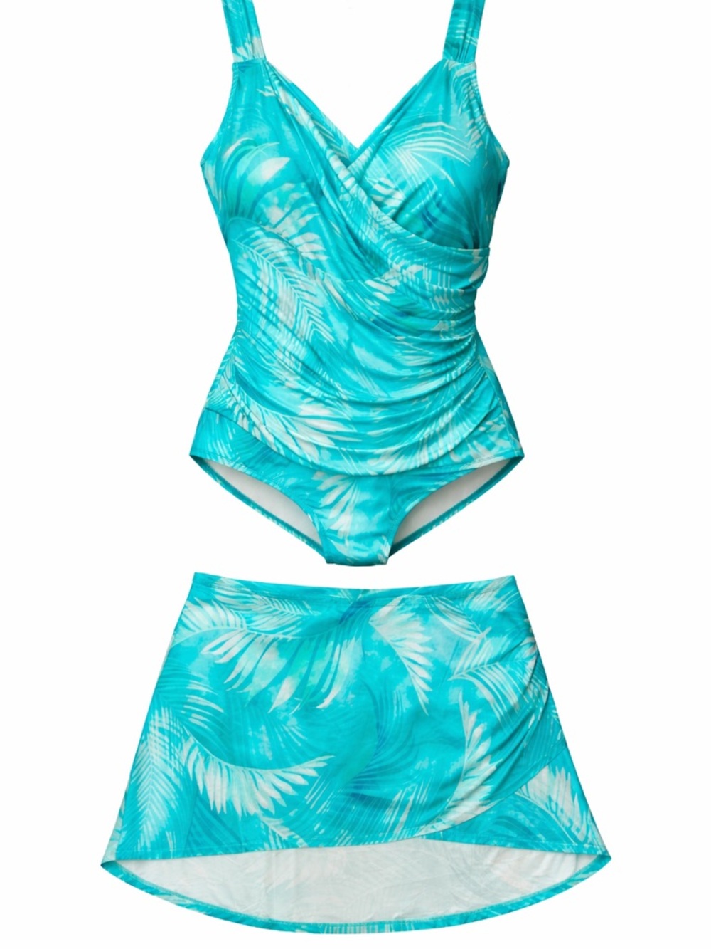 Jantzen Teal Swim Set 20W Tummy Control One Piece Plus Skirt Adjustable Straps